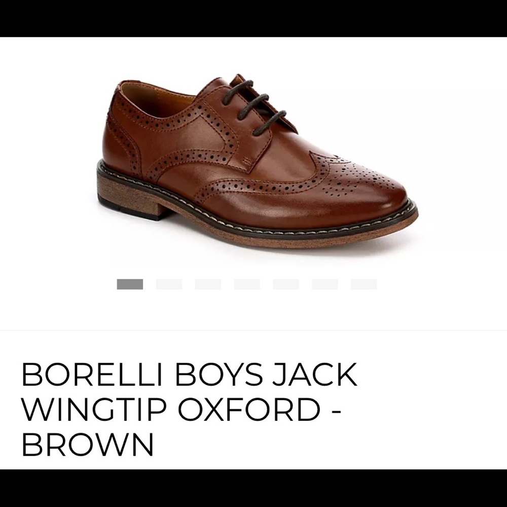 BORELLI Boys Size 3 Jack Wingtip Oxford- Brown